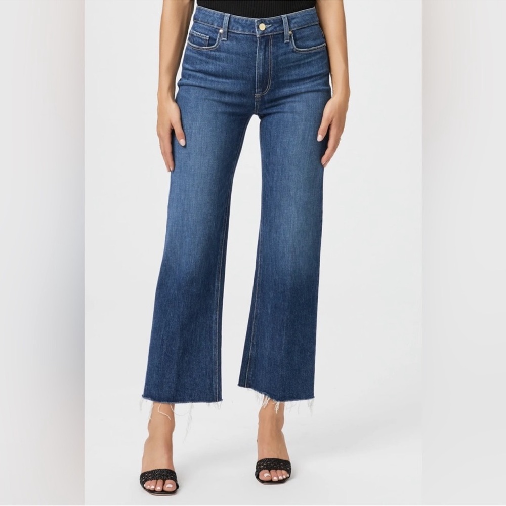 PAIGE Dark Blue Leenah Ankle Flare Jeans